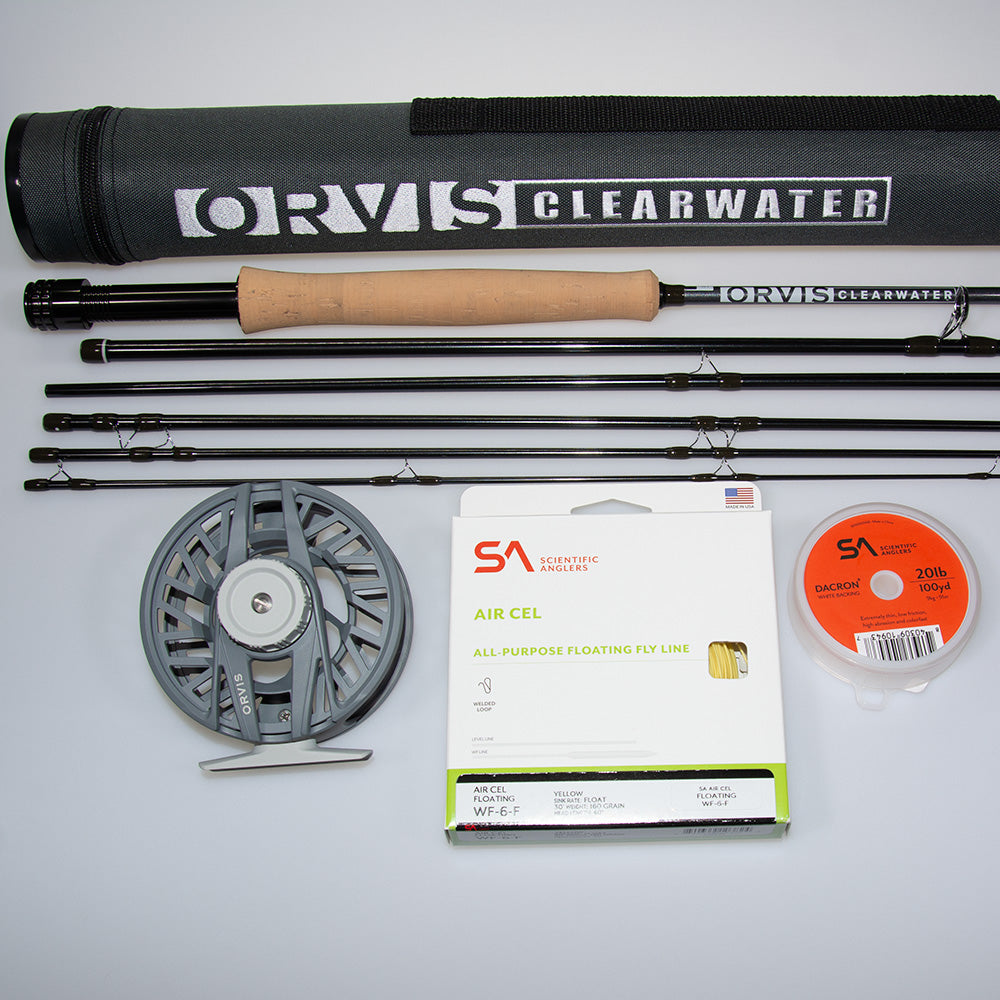 Orvis Clearwater 9ft 6weight 6pc fly rod and reel outfit with Orvis Clearwater III Reel