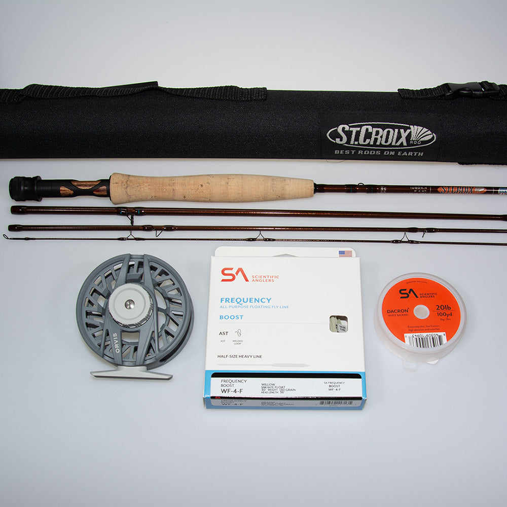 St Croix Imperial 804-4 Trout Fly Rod and Reel outfit with Orvis Clearwater II Reel in charcoal gray