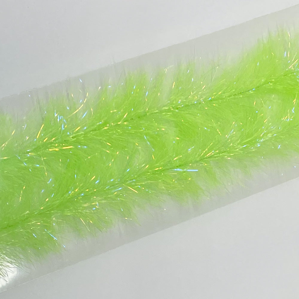 Flash Blend Baitfish Brush Shown on a White Background in Chartreuse color - Murray's Fly Shop