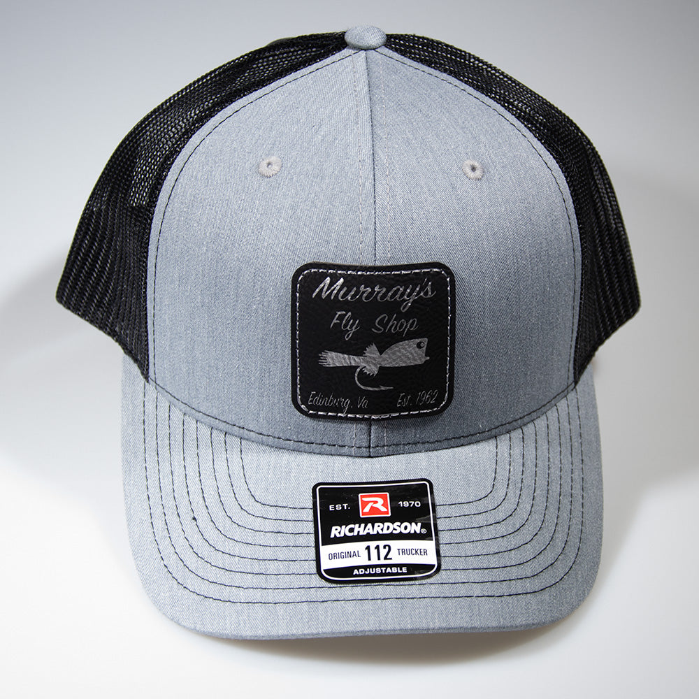 Richardson 112 Grey - Black with Faux leather murray's Fly Shop Popper patch