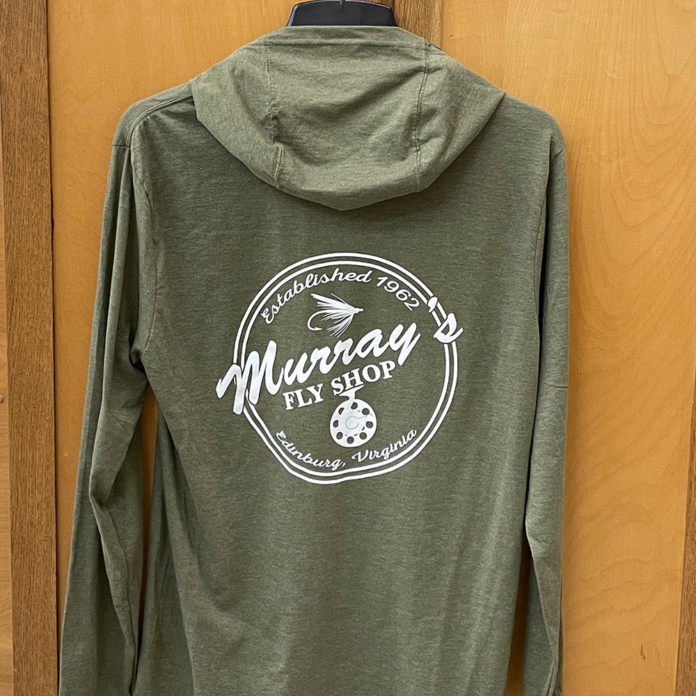 Murray's Fly Shop Hooded Long Sleeve T-Shirt in military green frost